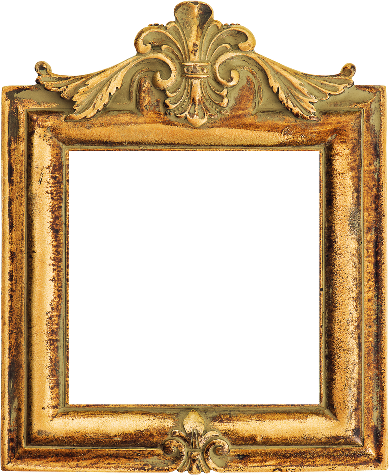 Golden picture frame isolated on black background